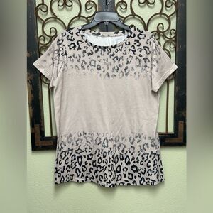 Tickled Teal short sleeve cheetah print top